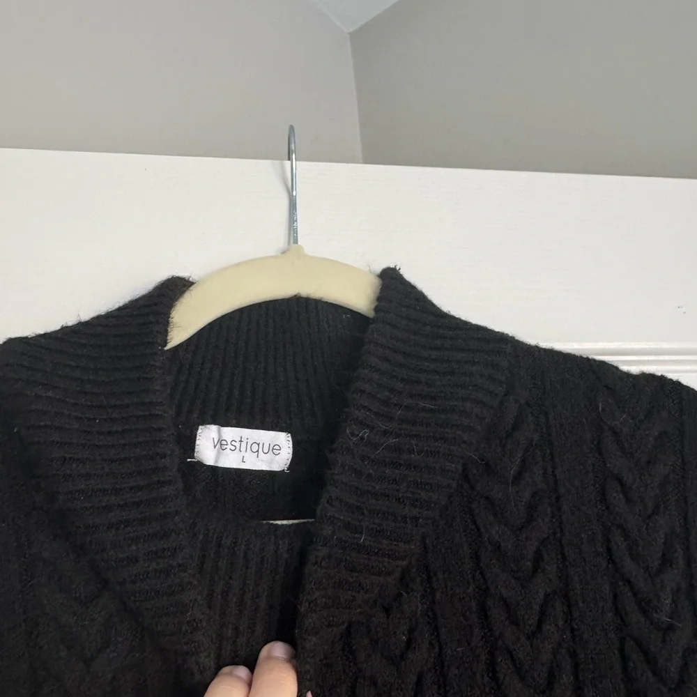 Vici Black Cable Knit Women's Sweater - Picture 3 of 7